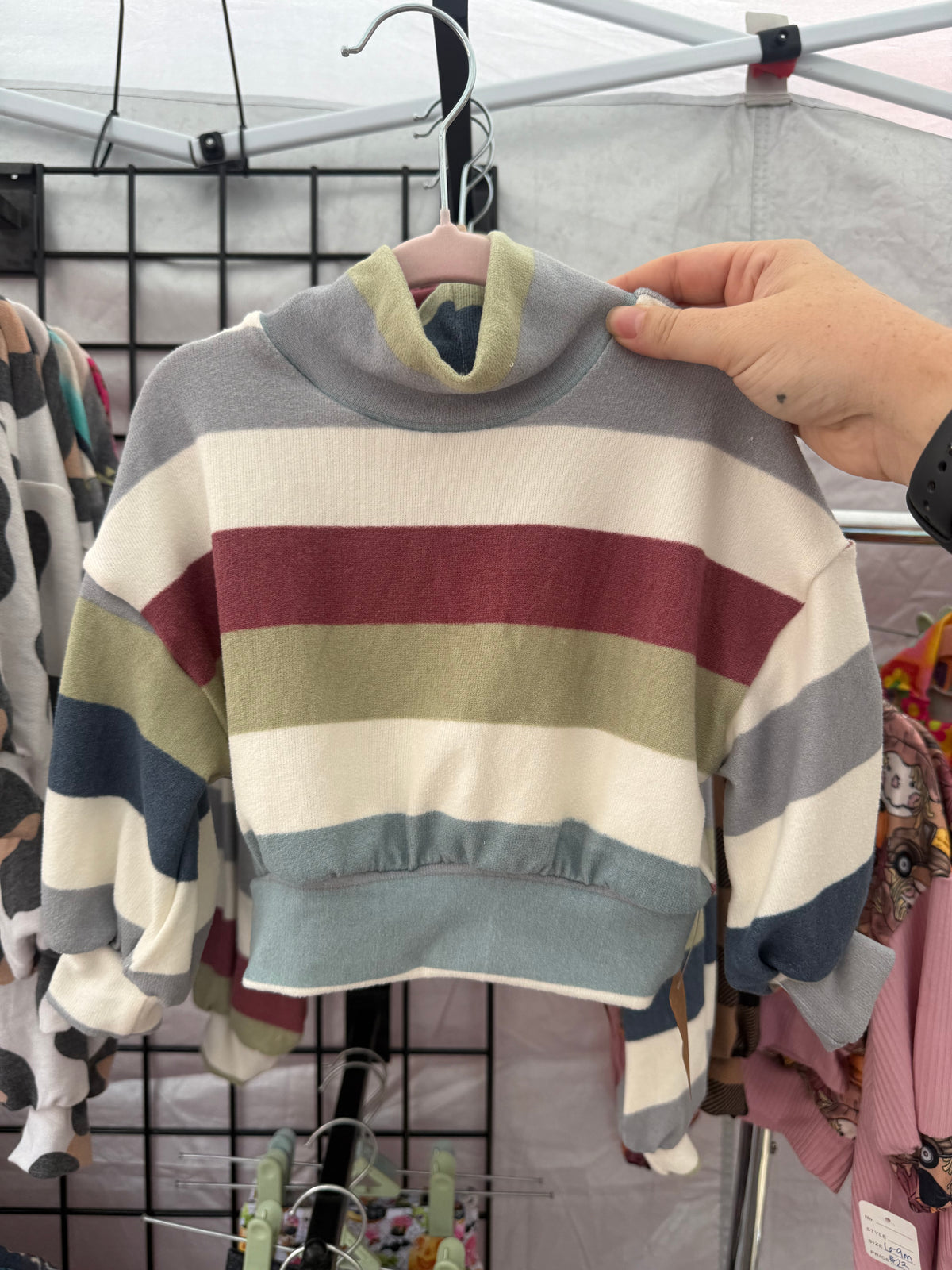 Stripped Mock Neck