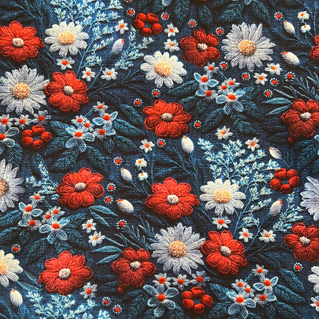 Red and blue flowers