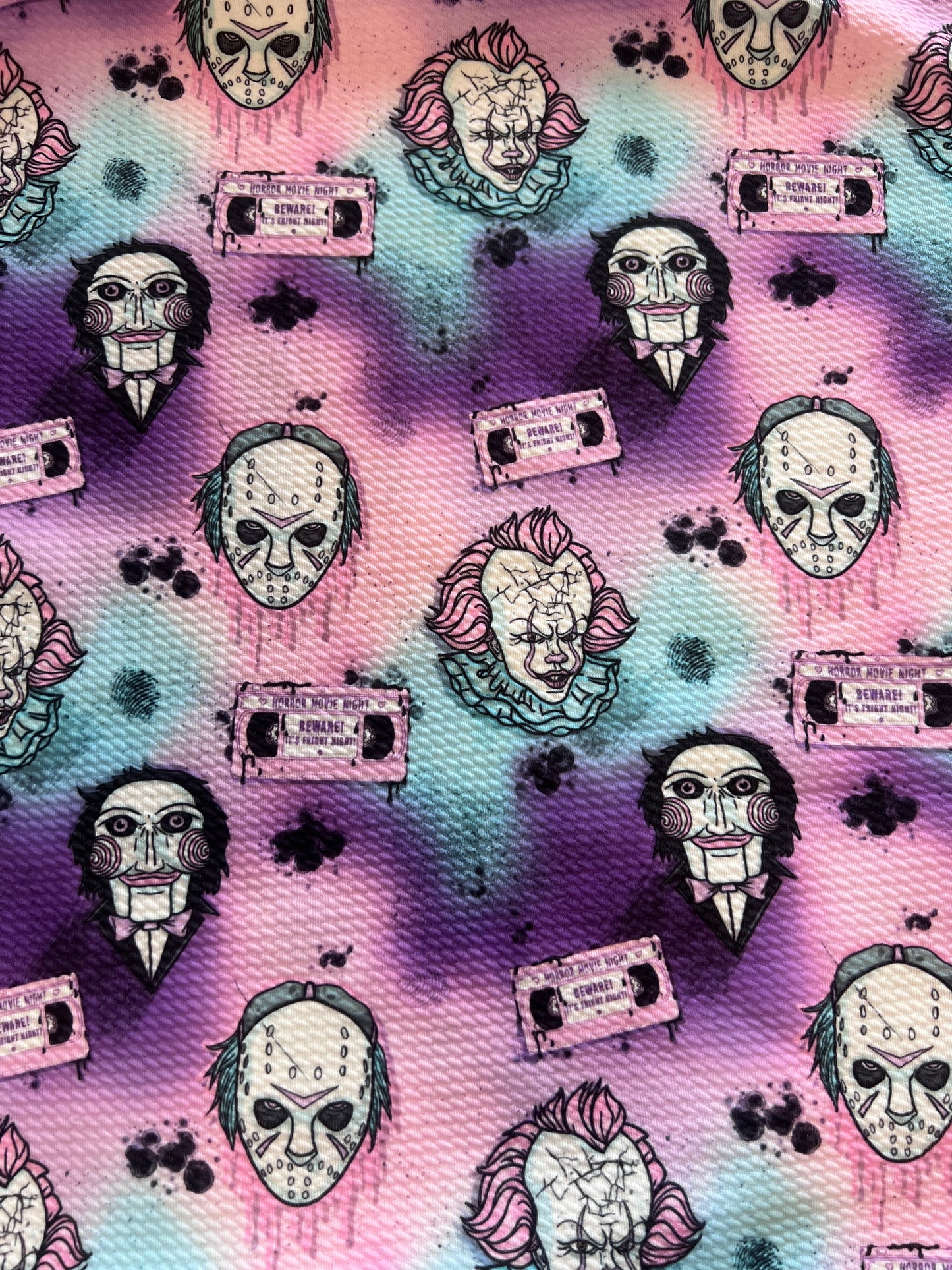 Purple tie dye Halloween characters