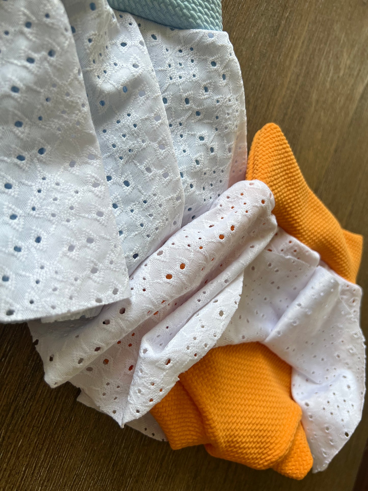 Skirted bummies with eyelet fabric