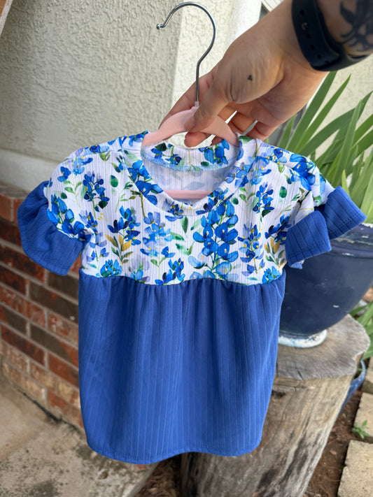 Bluebonnet ruffle sleeve dress