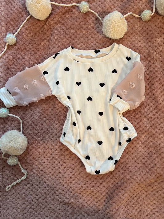 Heart long sleeve romper