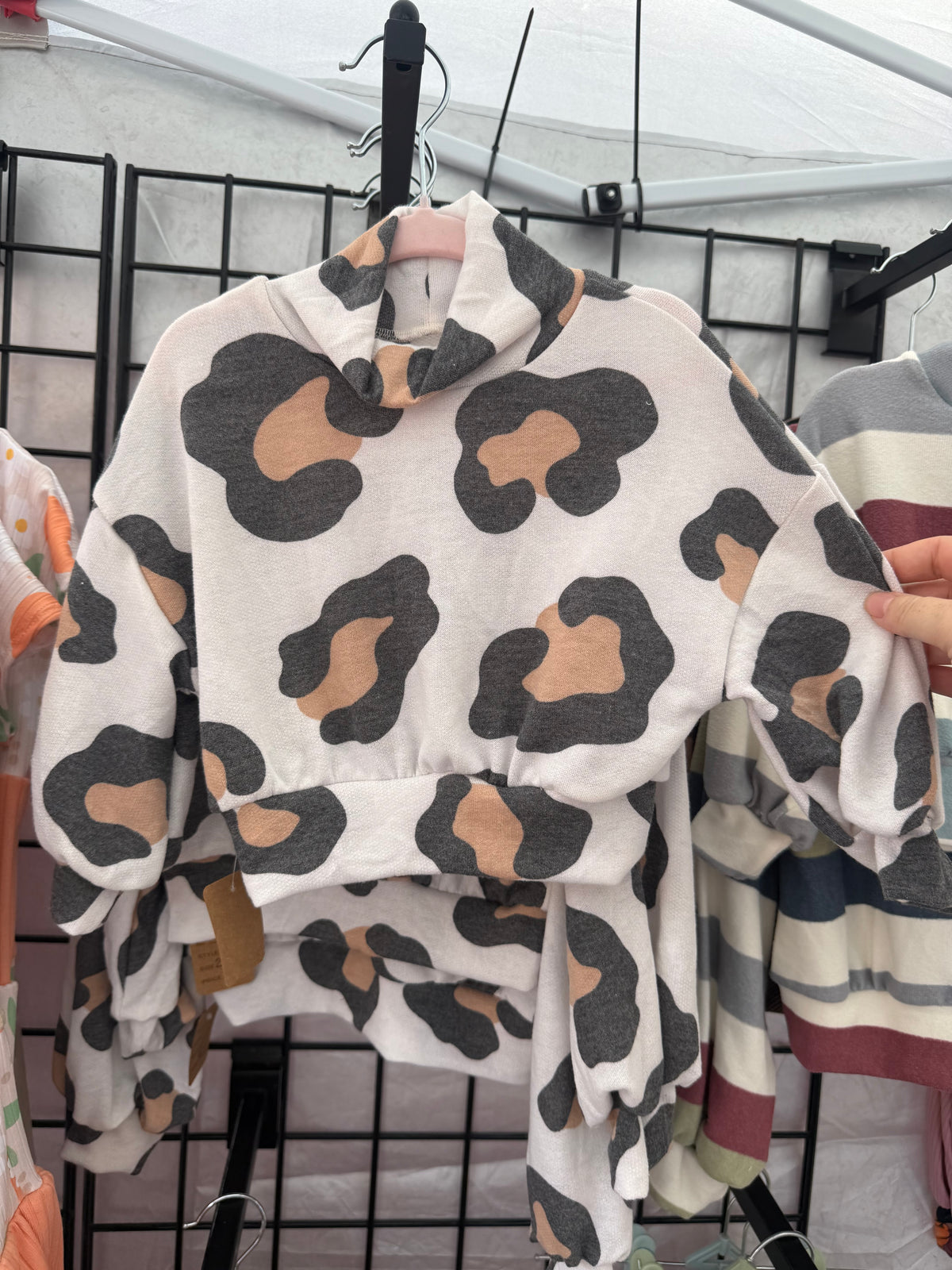 White Cheetah Mock Neck