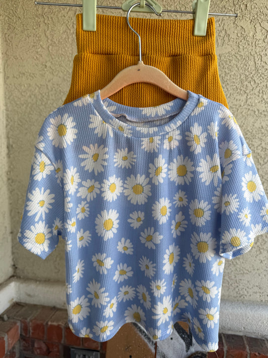 Blue daisy oversized tee set