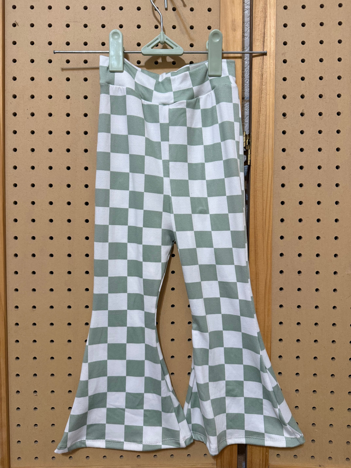 Green Checkered Flare Pants