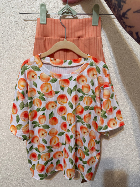 3-4T Oversized tee peachy set