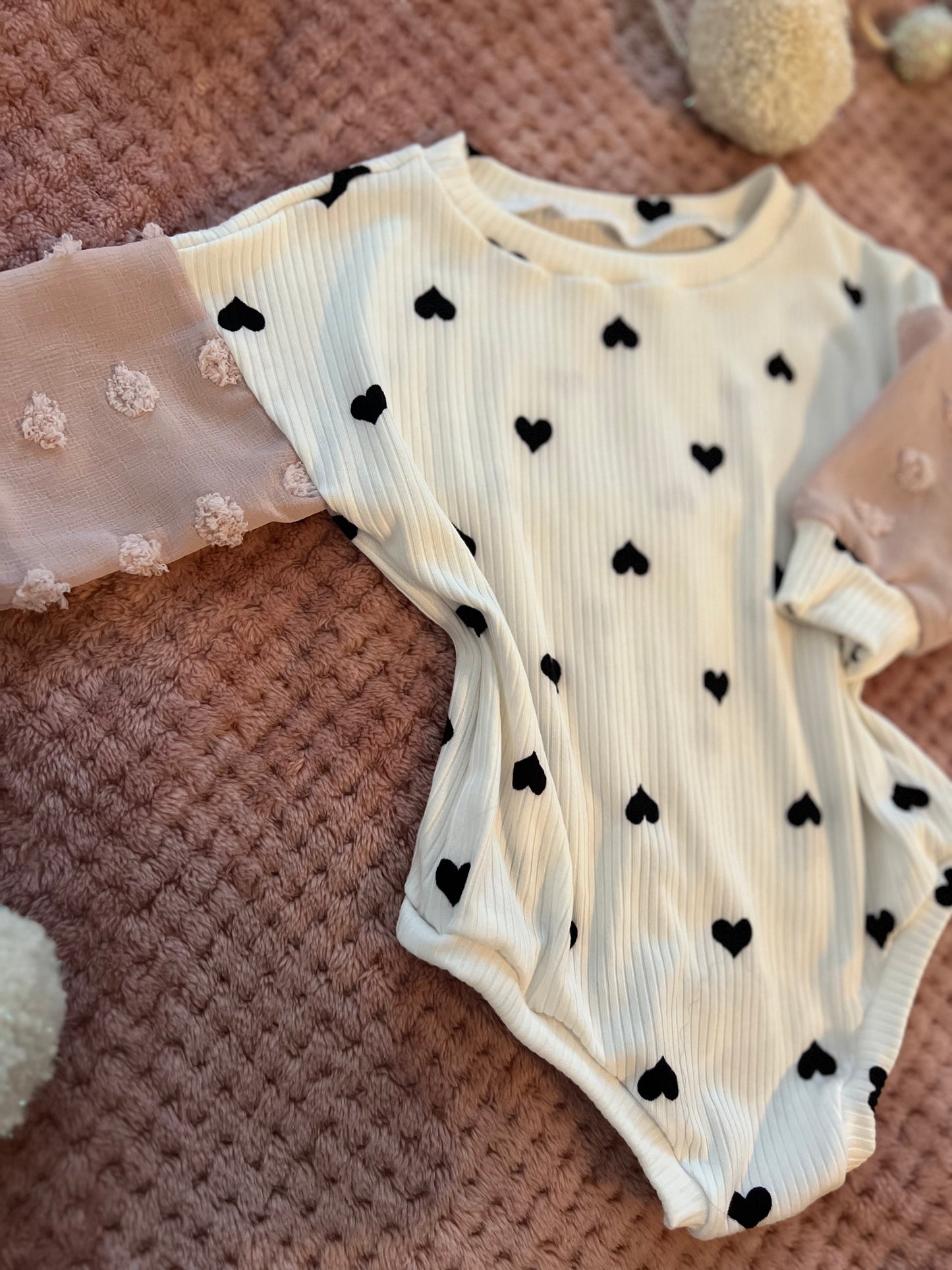 Heart long sleeve romper