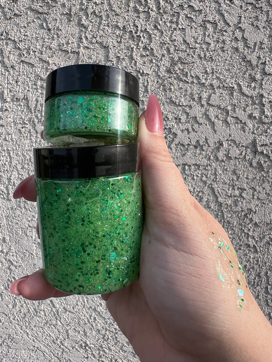 Green sparkle hair gel