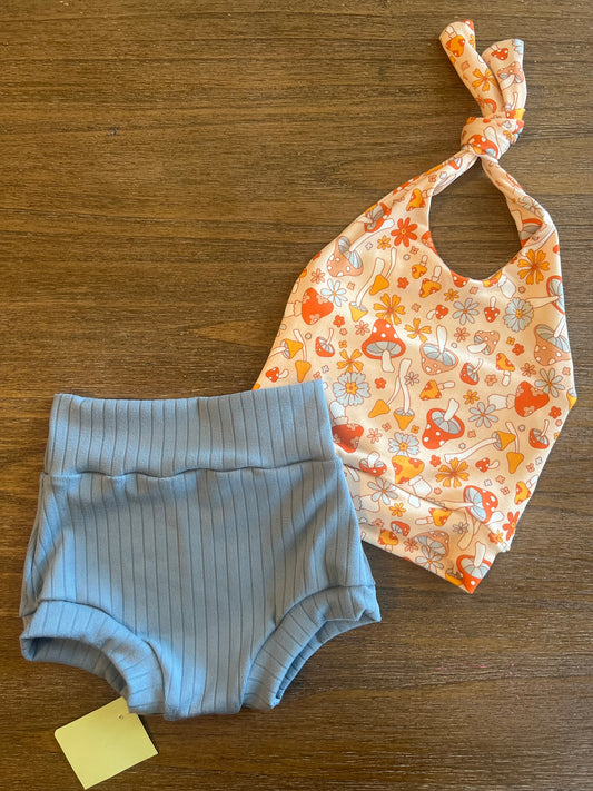 Mushrooms halter with blue bummies